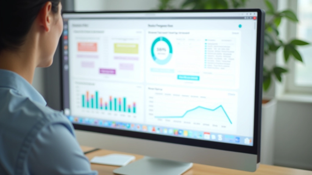 Charts and financial data visualization on computer screen