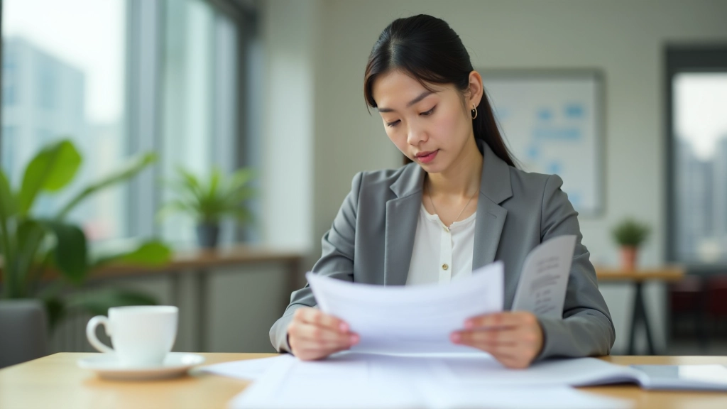 Young professional reviewing savings plan document
