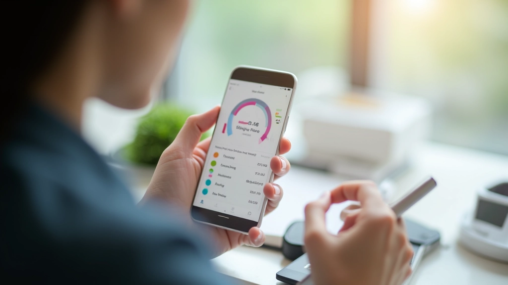 Smartphone showing expense tracking app with categories and spending breakdown